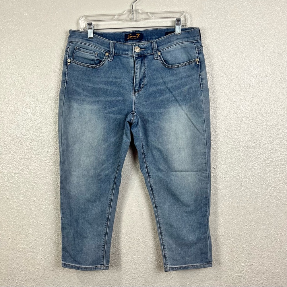 Seven 7 Jeans Womens 10 Girlfriend Capri Embroidery Back‎ Pockets Logo